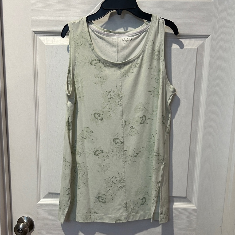 Wonderly Light Green Floral Tank Top